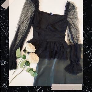 Lace Long Sleeve Ruffle Detail Smocked NWT